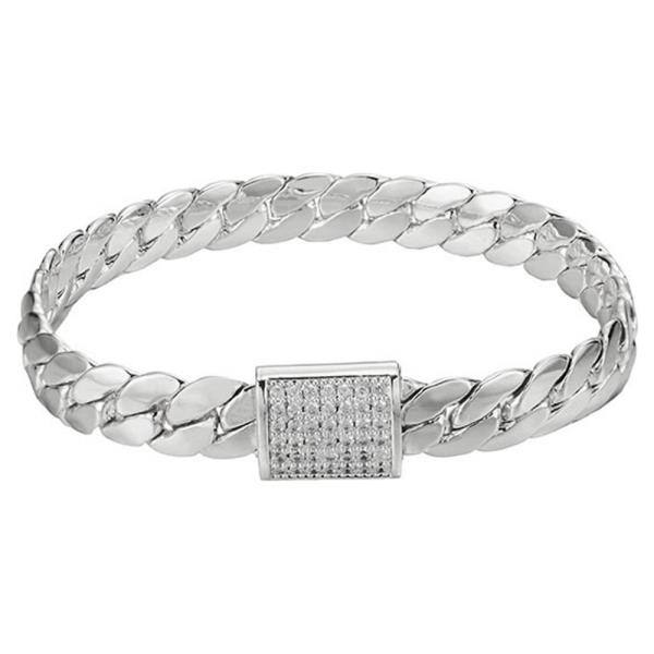 8MM CURB LINK W/CZ MAGNET LOCK BRACELET