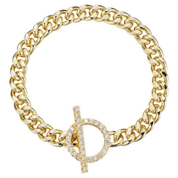 CURB LINK & CZ TOGGLE LOCK BRACELET