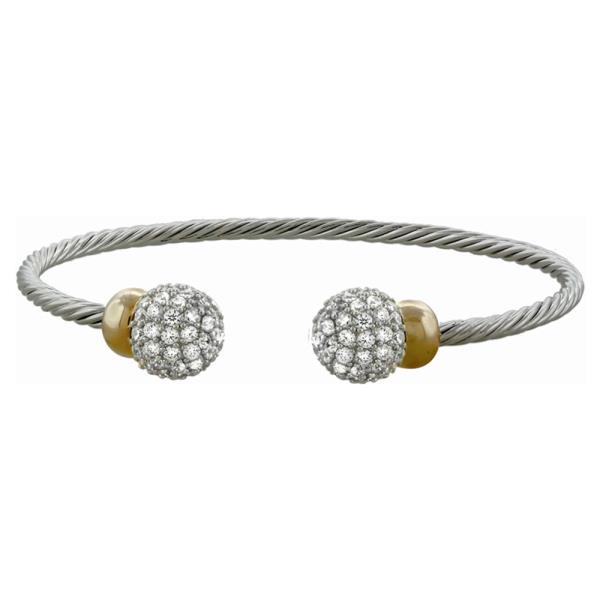 TWO TONE CZ BANGLE BRACELET
