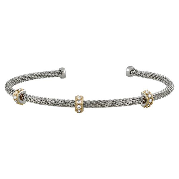 TWO TONE CZ BANGLE BRACELET