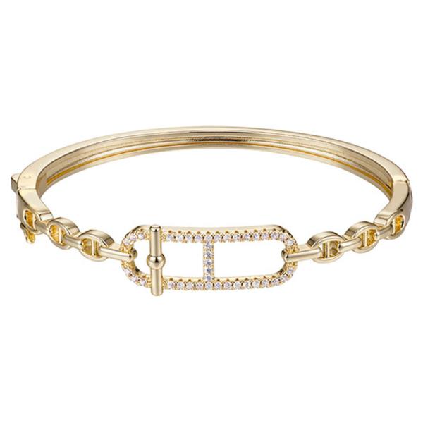 CZ PUSH LOCK BANGLE BRACELET