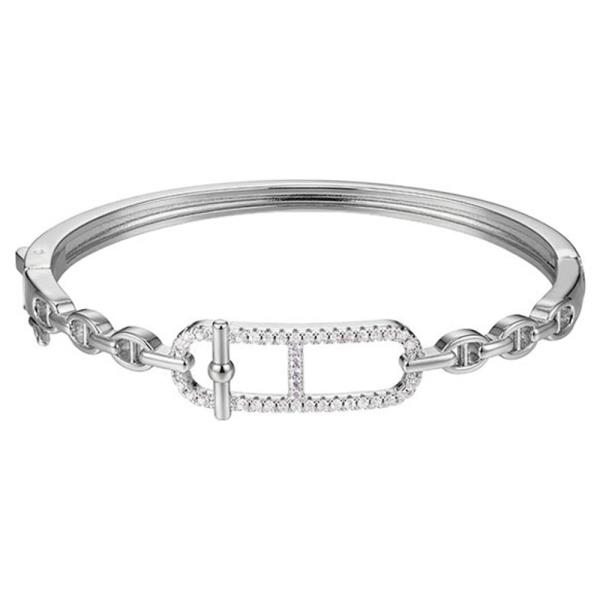 CZ PUSH LOCK BANGLE BRACELET