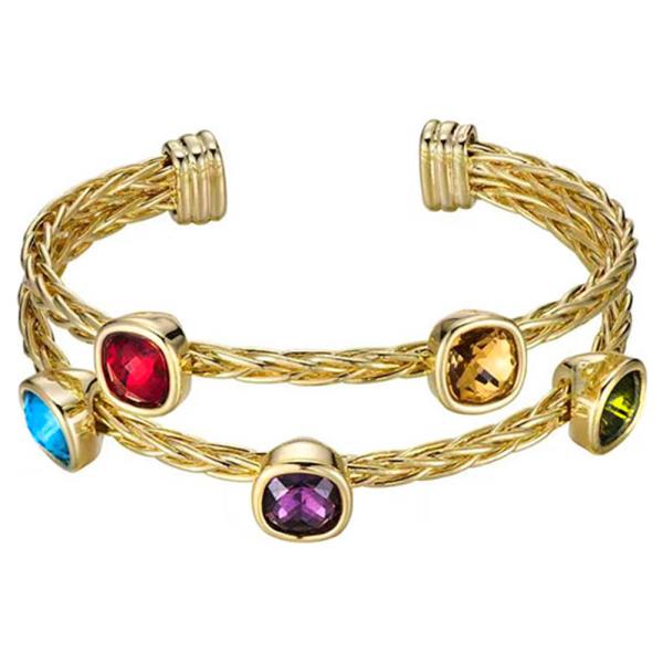 DOUBLE ROW MULTI COLOR CZ CUFF BRACELET