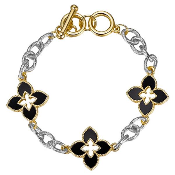 TWO TONE MOP FLOWER STATIONS BRACELET