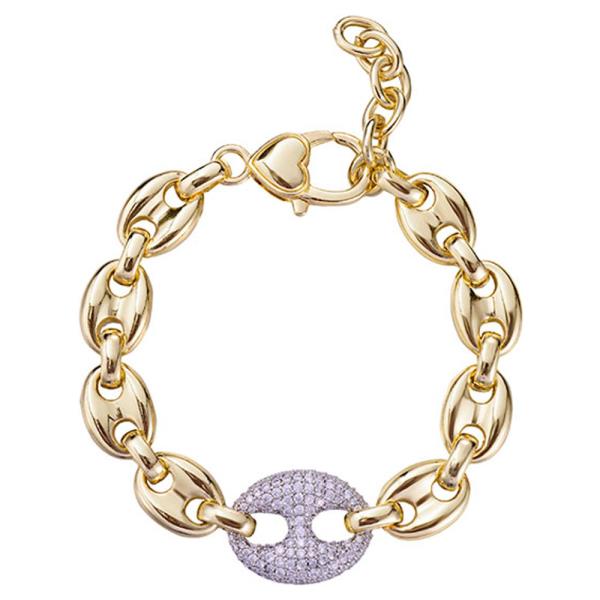 CZ PUFFED MARINER LINK BRACELET