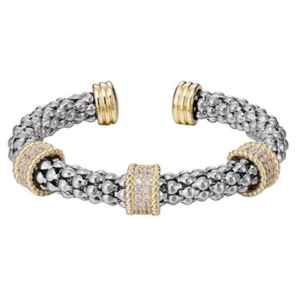TWO TONE CZ BANGLE BRACELET