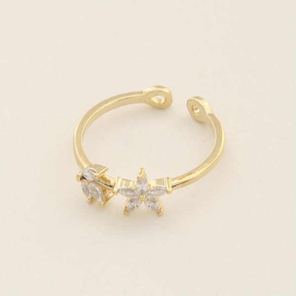 SODAJO CZ STAR LEAF GOLD DIPPED ADJUSTABLE RING