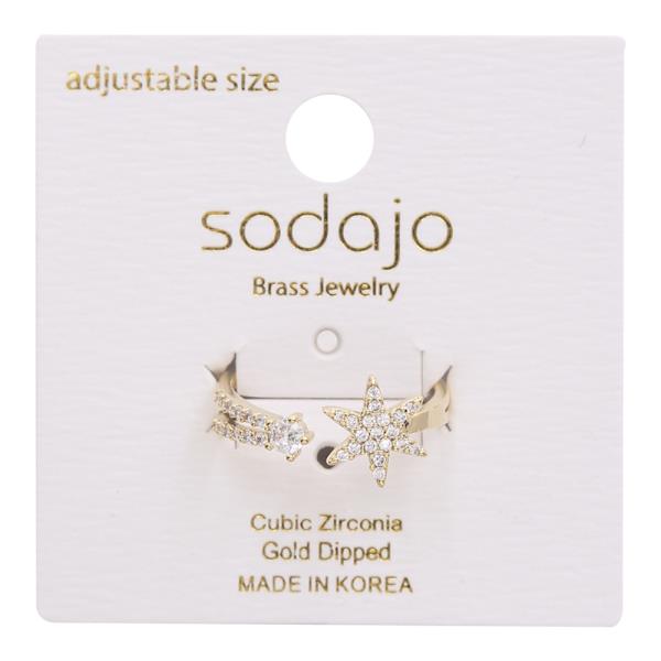 SODAJO CZ STAR GOLD DIPPED ADJUSTABLE RING