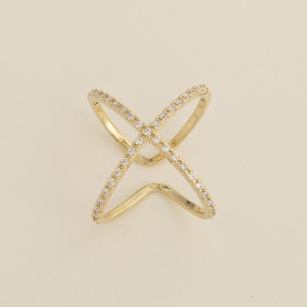 SODAJO CZ STAR CROSS GOLD DIPPED ADJUSTABLE RING
