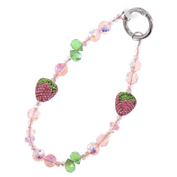 BEADED STRAWBERRY BAG CHARM KEYCHAIN