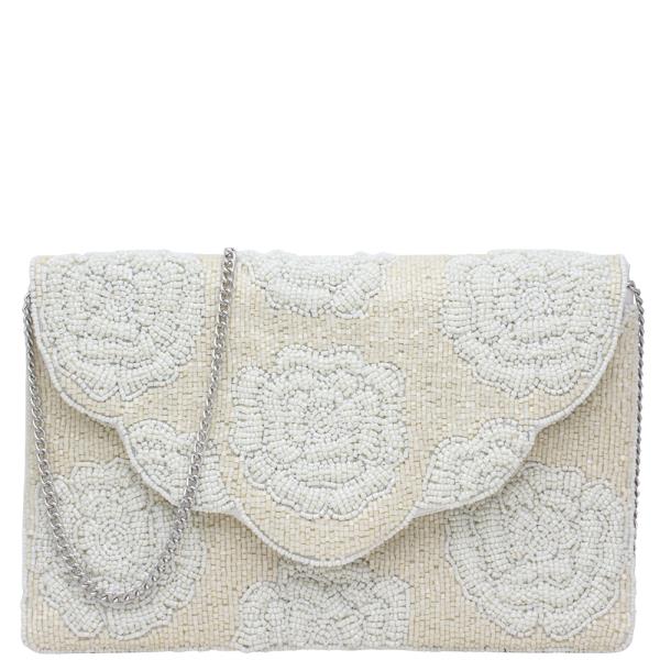 FLORAL ROSE PATTERN SEED BEAD CLUTCH BAG