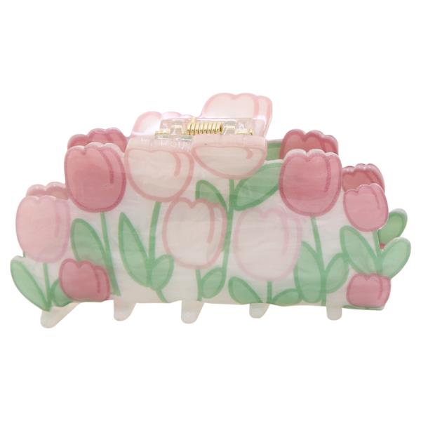 FLOWER TULIP PRINT HAIR CLAW CLIP