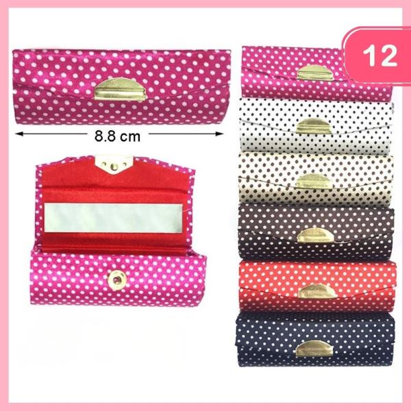 POLKA DOT LIPSTICK CASE WITH MIRROR (12 UNITS)