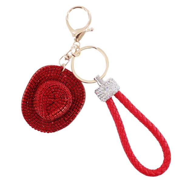 RHINESTONE COWBOY HAT BAG CHARM KEYCHAIN