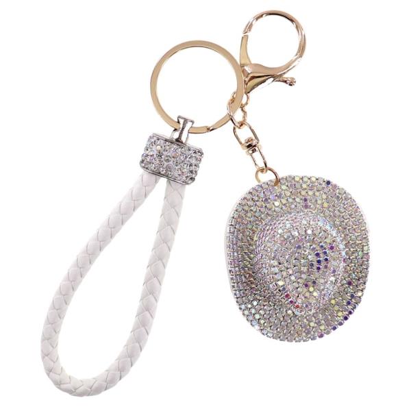 RHINESTONE COWBOY HAT BAG CHARM KEYCHAIN