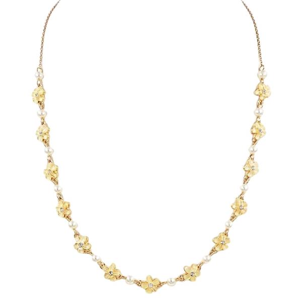 ACRYLIC FLOWER PEARL LINK NECKLACE