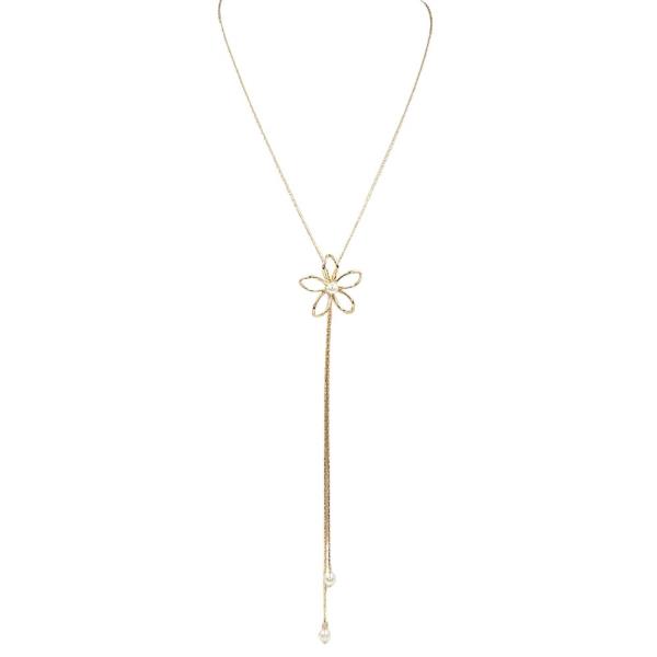 FLOWER PEARL  BOLO NECKLACE