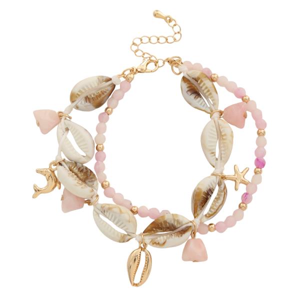COTTON SHELL STARFISH CHARM MULTI BRACELET