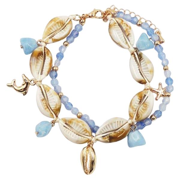 COTTON SHELL STARFISH CHARM MULTI BRACELET