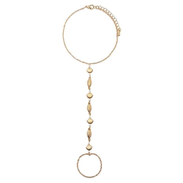 SHELL PEARL LINEAR HAND CHAIN BRACELET