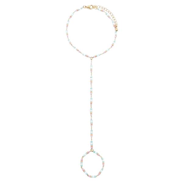 BEAD LINKED HAND CHAIN BRACELET