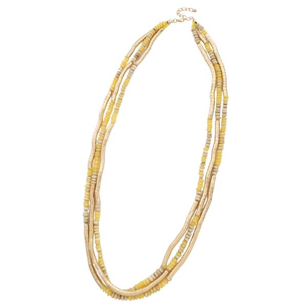 MIX COLOR METAL BEAD LAYER NECKLACE EARRING SET