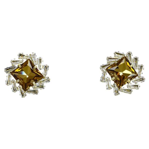 CRYSTAL STONE SQUARE RHINESTONE STUD EARRING