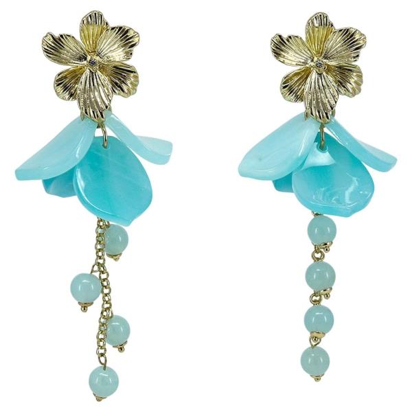 FLORAL RESIN PETAL BEADED DROP EARRING