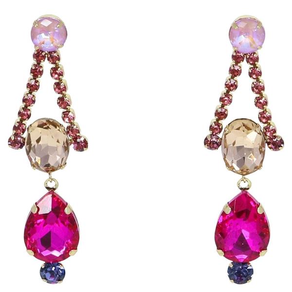 CRYSTAL STONE TEARDROP DROP EARRING