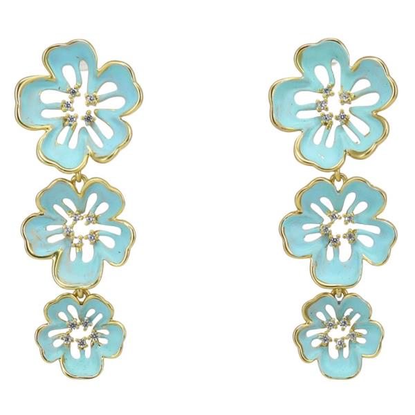 ENAMEL FLOWER LINK DROP EARRING
