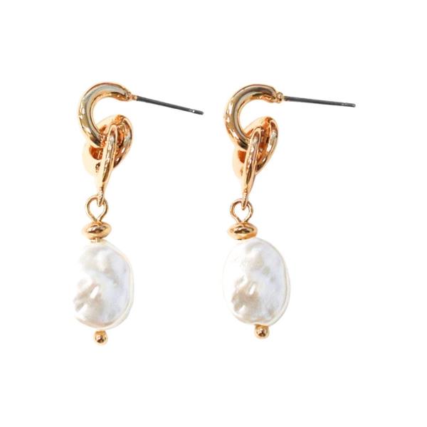 LINK HOOP PEARL DANGLE DROP EARRING