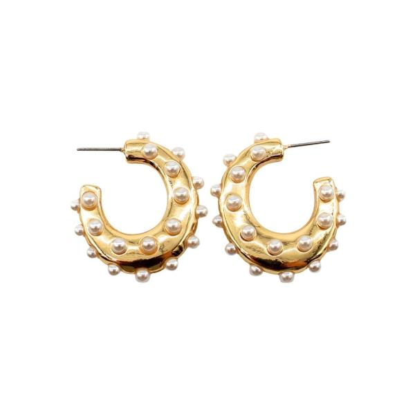 OVAL PEARL PAVE HOOP POST EARRING