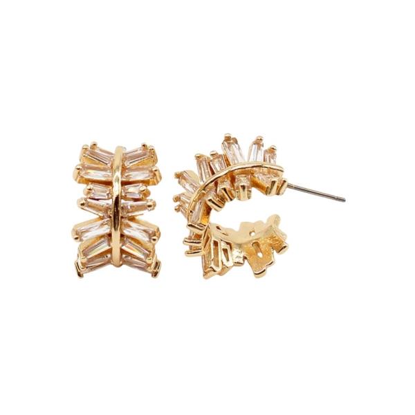 CRYSTAL CZ STONE DAINTY HOOP EARRING