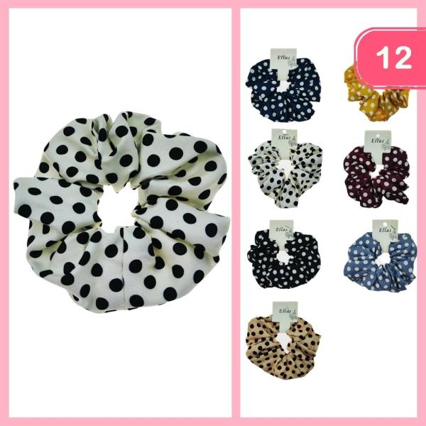 POLKA DOT HAIR SCRUNCHIE (12 UNITS)