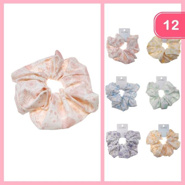 FLOWER PRINT HAIR SCRUNCHIE (12 UNITS)