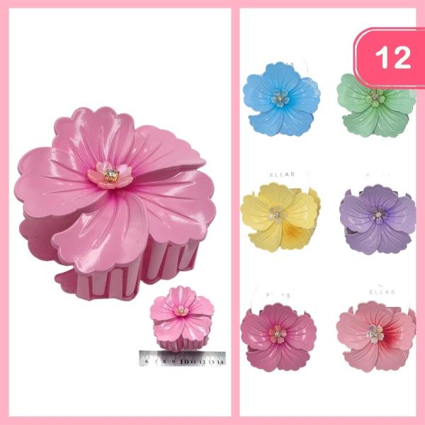 FLOWER HAIR CLAW CLIPS (12 UNITS)