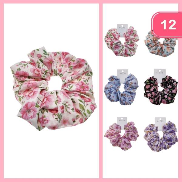 FLOWER PRINT HIAR SCRUNCHIE (12 UNITS)