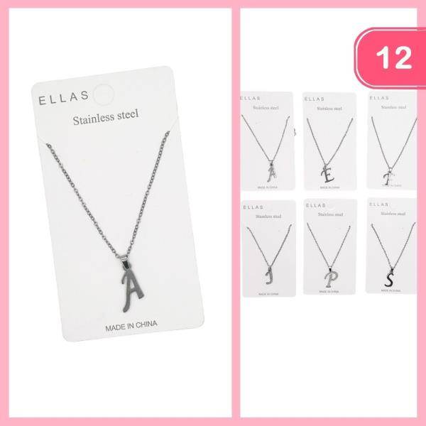 STAINLESS STEEL INITIAL NECKLACE (12 UNITS)