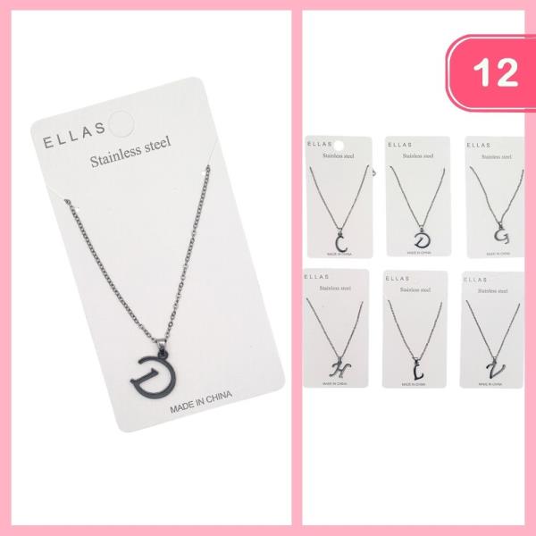 STAINLESS STEEL INITIAL NECKLACE (12 UNITS)