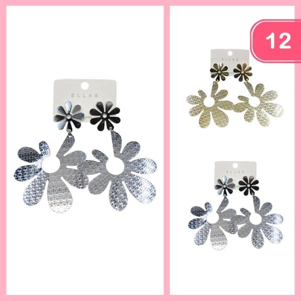 METAL DANGLE FLOWER POST EARRING (12 UNITS)