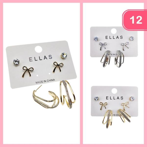 HOOP BOW RHINESTONE POST EARRING (12 UNITS)