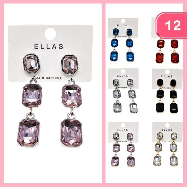 RHINESTONE DANGLE EARRINGS (12 UNITS)