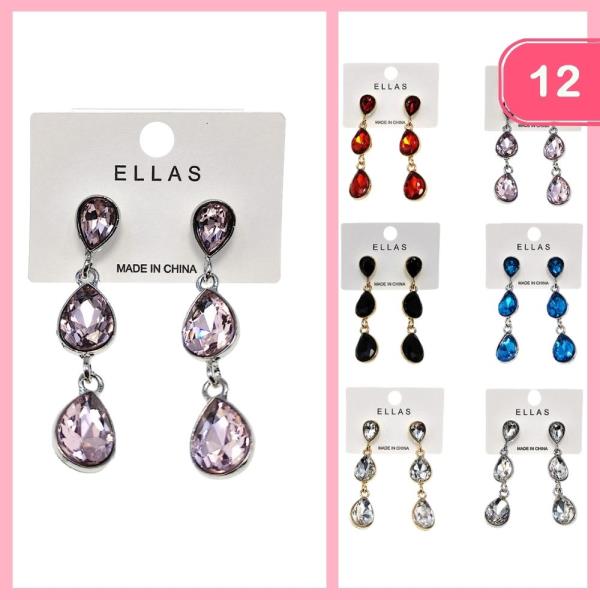 RHINESTONE DANGLE EARRING (12 UNITS)