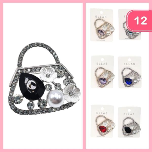 RHINESTONE PURSE BROOCH (12 UNITS)