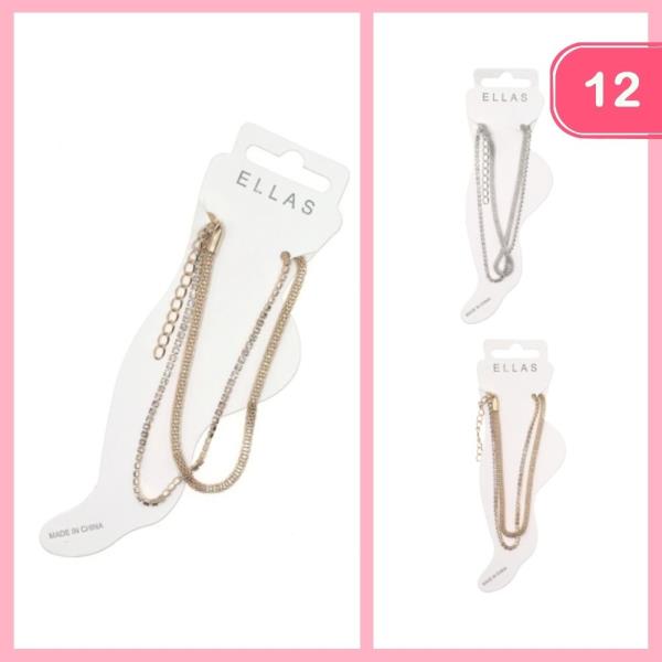 RHINESTONE LAYERED ANKLET (12 UNITS)