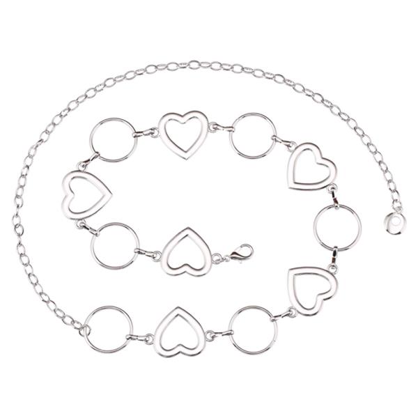METAL OPEN HEART CIRCLE LINK CHAIN BELT
