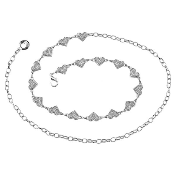 RHINESTONE HEART LINK CHAIN BELT
