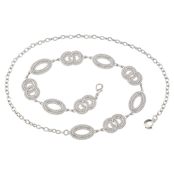 METAL RHINESTONE OVAL LINK CHAIN BELT