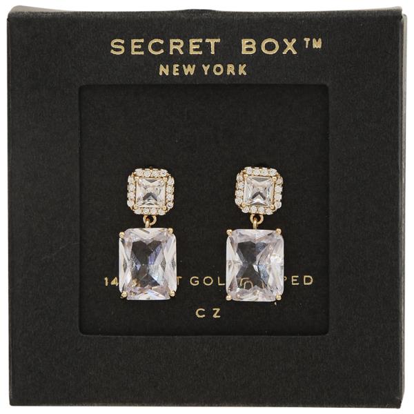SECRET BOX GOLD DIPPED CUBIC EARRING