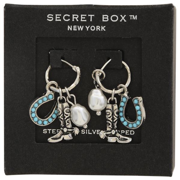 SECRET BOX GOLD DIPPED WESTERN CHARMED HOOP EARRING